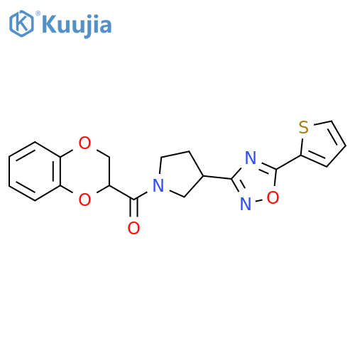 3-1-(2,3-dihydro-1,4-benzodioxine-2-carbonyl)pyrrolidin-3-yl-5-(thiophen-2-yl)-1,2,4-oxadiazole structure