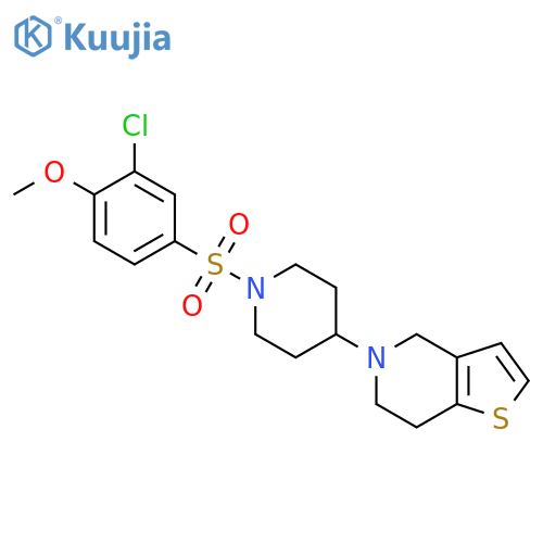5-[1-(3-chloro-4-methoxyphenyl)sulfonylpiperidin-4-yl]-6,7-dihydro-4H-thieno[3,2-c]pyridine structure