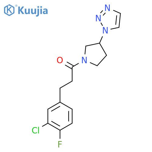 1-(3-(1H-1,2,3-triazol-1-yl)pyrrolidin-1-yl)-3-(3-chloro-4-fluorophenyl)propan-1-one structure