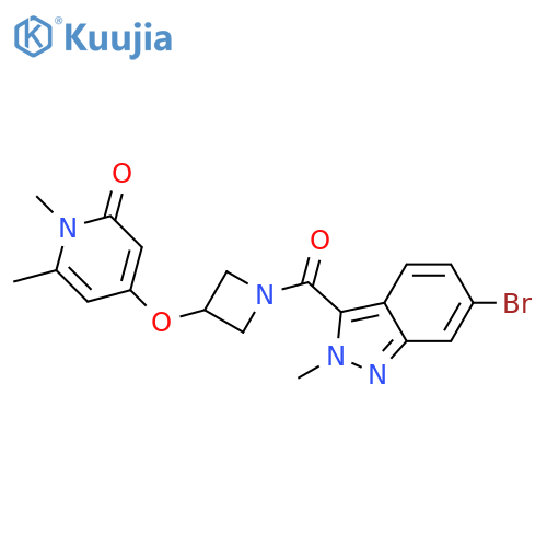 4-[1-(6-bromo-2-methylindazole-3-carbonyl)azetidin-3-yl]oxy-1,6-dimethylpyridin-2-one structure