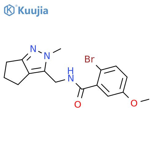 2-bromo-5-methoxy-N-({2-methyl-2H,4H,5H,6H-cyclopenta[c]pyrazol-3-yl}methyl)benzamide structure