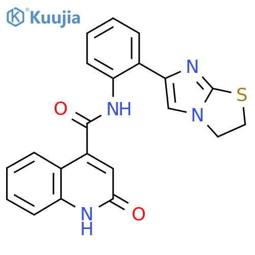 N-(2-(2,3-dihydroimidazo[2,1-b]thiazol-6-yl)phenyl)-2-hydroxyquinoline-4-carboxamide structure