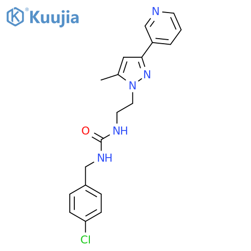 1-(4-chlorophenyl)methyl-3-{2-5-methyl-3-(pyridin-3-yl)-1H-pyrazol-1-ylethyl}urea structure