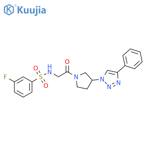 3-Fluoro-N-[2-oxo-2-[3-(4-phenyl-1H-1,2,3-triazol-1-yl)-1-pyrrolidinyl]ethyl]benzenesulfonamide structure