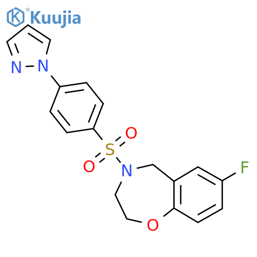 7-fluoro-4-[4-(1H-pyrazol-1-yl)benzenesulfonyl]-2,3,4,5-tetrahydro-1,4-benzoxazepine structure