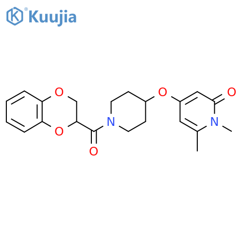 4-((1-(2,3-dihydrobenzo[b][1,4]dioxine-2-carbonyl)piperidin-4-yl)oxy)-1,6-dimethylpyridin-2(1H)-one structure