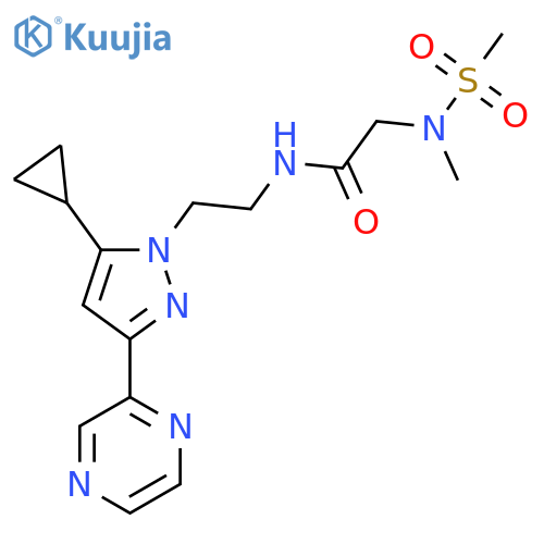 N-{2-5-cyclopropyl-3-(pyrazin-2-yl)-1H-pyrazol-1-ylethyl}-2-(N-methylmethanesulfonamido)acetamide structure