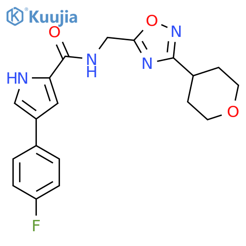4-(4-fluorophenyl)-N-{3-(oxan-4-yl)-1,2,4-oxadiazol-5-ylmethyl}-1H-pyrrole-2-carboxamide structure