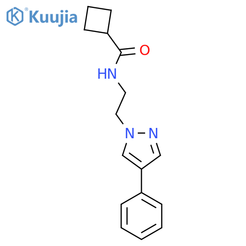 N-2-(4-phenyl-1H-pyrazol-1-yl)ethylcyclobutanecarboxamide structure
