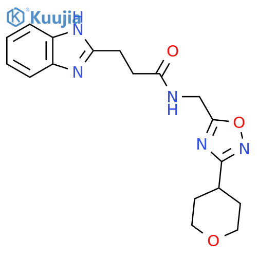 3-(1H-1,3-benzodiazol-2-yl)-N-{[3-(oxan-4-yl)-1,2,4-oxadiazol-5-yl]methyl}propanamide structure