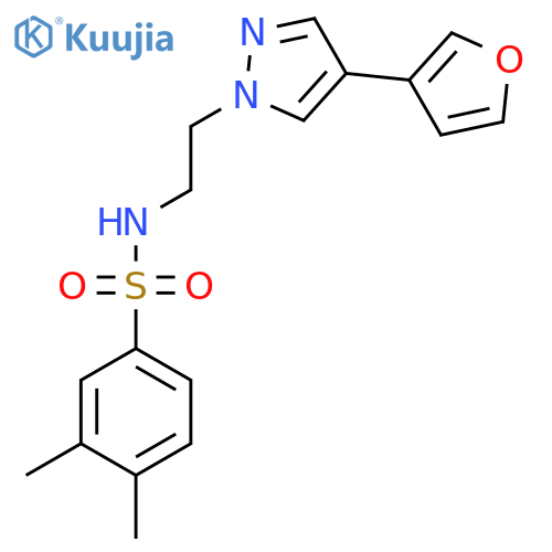 N-{2-[4-(furan-3-yl)-1H-pyrazol-1-yl]ethyl}-3,4-dimethylbenzene-1-sulfonamide structure