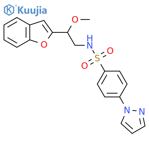 N-2-(1-benzofuran-2-yl)-2-methoxyethyl-4-(1H-pyrazol-1-yl)benzene-1-sulfonamide structure