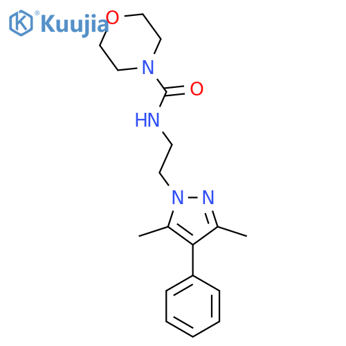 N-2-(3,5-dimethyl-4-phenyl-1H-pyrazol-1-yl)ethylmorpholine-4-carboxamide structure
