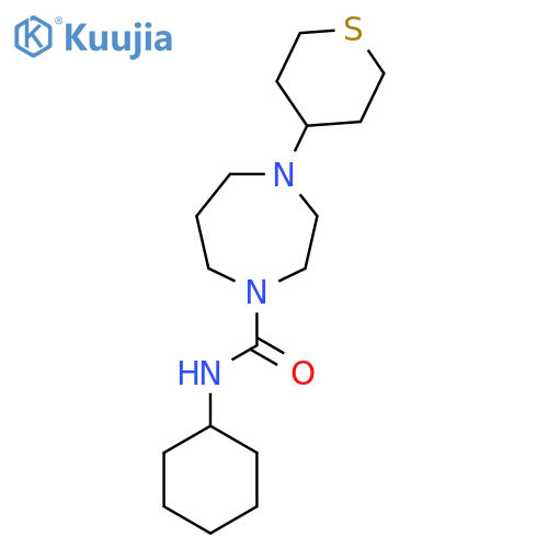 N-cyclohexyl-4-(thian-4-yl)-1,4-diazepane-1-carboxamide structure