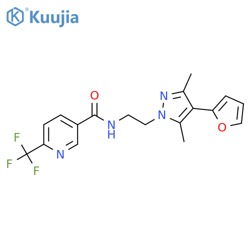 N-{2-[4-(furan-2-yl)-3,5-dimethyl-1H-pyrazol-1-yl]ethyl}-6-(trifluoromethyl)pyridine-3-carboxamide structure