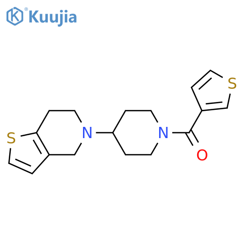 [4-(6,7-dihydro-4H-thieno[3,2-c]pyridin-5-yl)piperidin-1-yl]-thiophen-3-ylmethanone structure