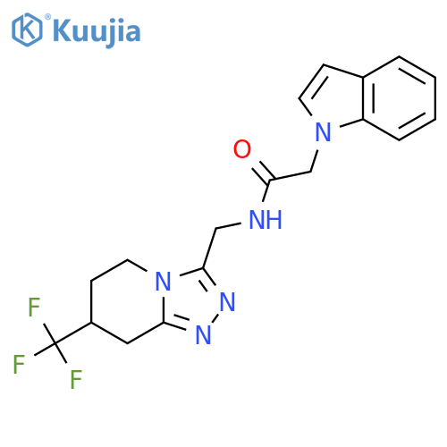 2-(1H-indol-1-yl)-N-{7-(trifluoromethyl)-5H,6H,7H,8H-1,2,4triazolo4,3-apyridin-3-ylmethyl}acetamide structure