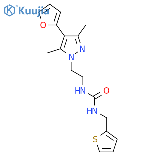 3-{2-[4-(furan-2-yl)-3,5-dimethyl-1H-pyrazol-1-yl]ethyl}-1-[(thiophen-2-yl)methyl]urea structure