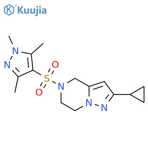 4-({2-cyclopropyl-4H,5H,6H,7H-pyrazolo1,5-apyrazin-5-yl}sulfonyl)-1,3,5-trimethyl-1H-pyrazole structure
