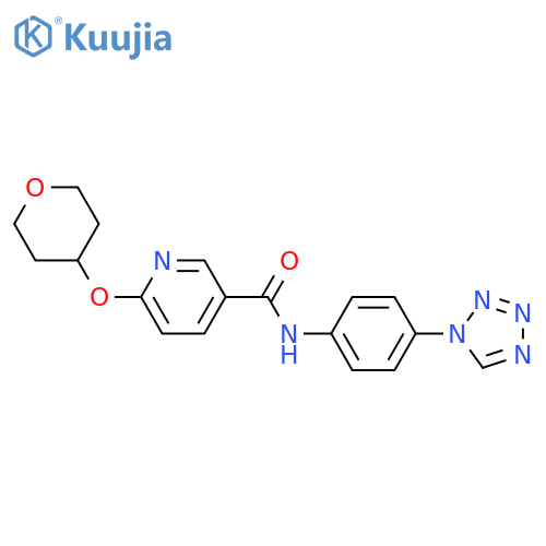 6-(oxan-4-yloxy)-N-[4-(tetrazol-1-yl)phenyl]pyridine-3-carboxamide structure