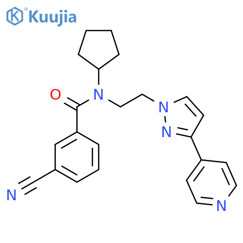 3-cyano-N-cyclopentyl-N-{2-3-(pyridin-4-yl)-1H-pyrazol-1-ylethyl}benzamide structure
