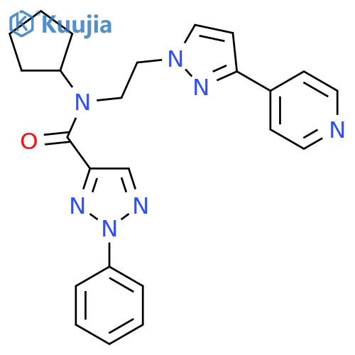 N-cyclopentyl-2-phenyl-N-{2-[3-(pyridin-4-yl)-1H-pyrazol-1-yl]ethyl}-2H-1,2,3-triazole-4-carboxamide structure