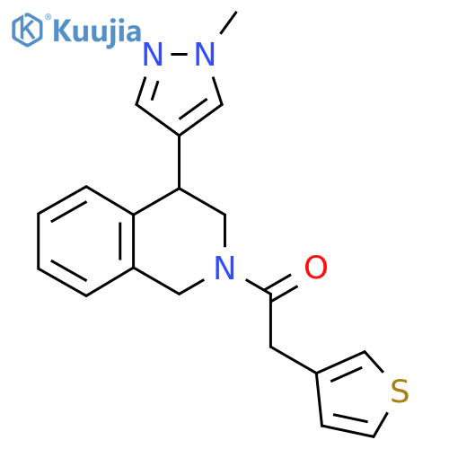 1-[4-(1-methyl-1H-pyrazol-4-yl)-1,2,3,4-tetrahydroisoquinolin-2-yl]-2-(thiophen-3-yl)ethan-1-one structure