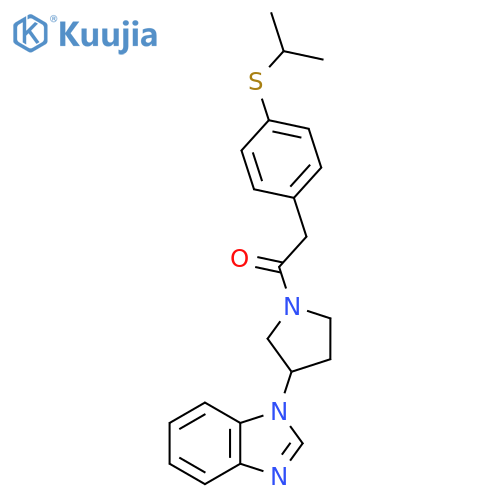 1-[3-(1H-1,3-benzodiazol-1-yl)pyrrolidin-1-yl]-2-[4-(propan-2-ylsulfanyl)phenyl]ethan-1-one structure