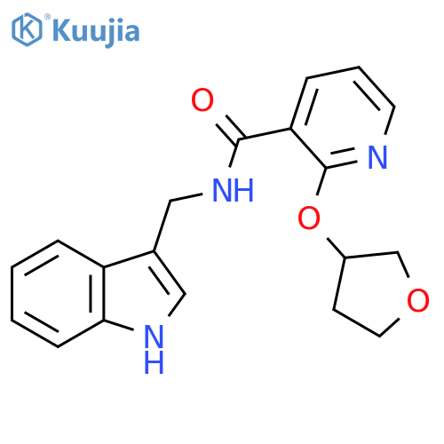 N-((1H-indol-3-yl)methyl)-2-((tetrahydrofuran-3-yl)oxy)nicotinamide structure