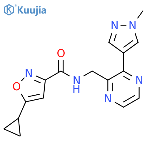 5-cyclopropyl-N-{3-(1-methyl-1H-pyrazol-4-yl)pyrazin-2-ylmethyl}-1,2-oxazole-3-carboxamide structure