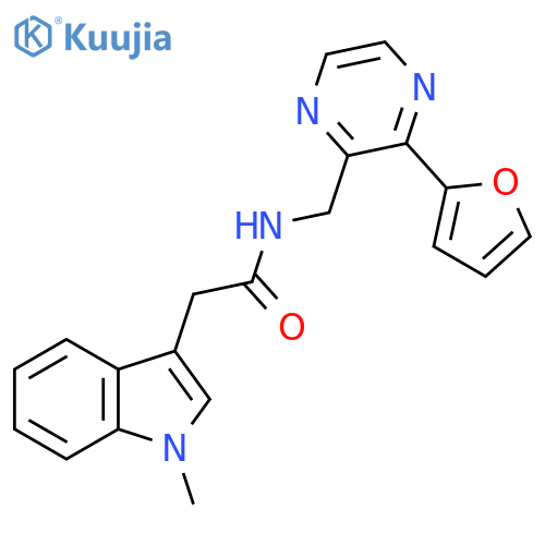 N-{3-(furan-2-yl)pyrazin-2-ylmethyl}-2-(1-methyl-1H-indol-3-yl)acetamide structure