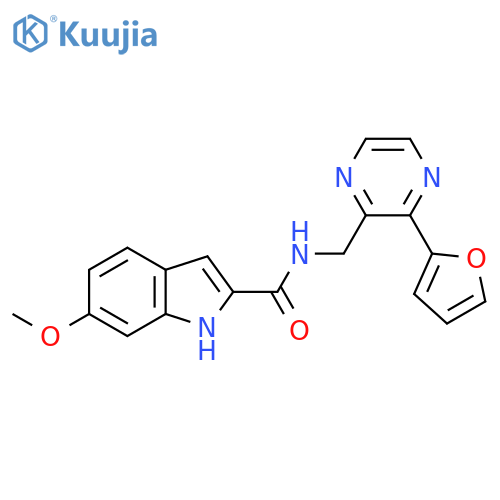 N-{3-(furan-2-yl)pyrazin-2-ylmethyl}-6-methoxy-1H-indole-2-carboxamide structure