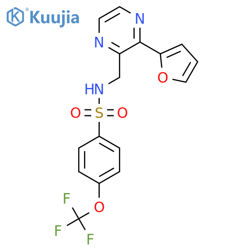 N-{3-(furan-2-yl)pyrazin-2-ylmethyl}-4-(trifluoromethoxy)benzene-1-sulfonamide structure