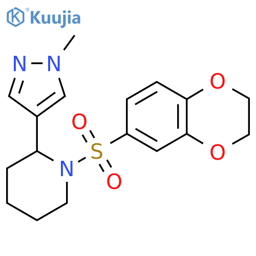 1-(2,3-dihydro-1,4-benzodioxine-6-sulfonyl)-2-(1-methyl-1H-pyrazol-4-yl)piperidine structure