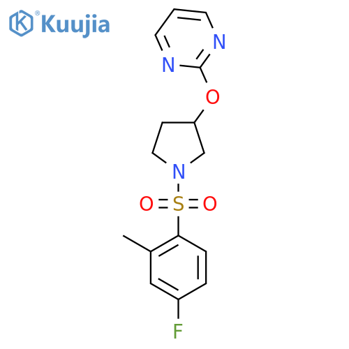 2-((1-((4-Fluoro-2-methylphenyl)sulfonyl)pyrrolidin-3-yl)oxy)pyrimidine structure