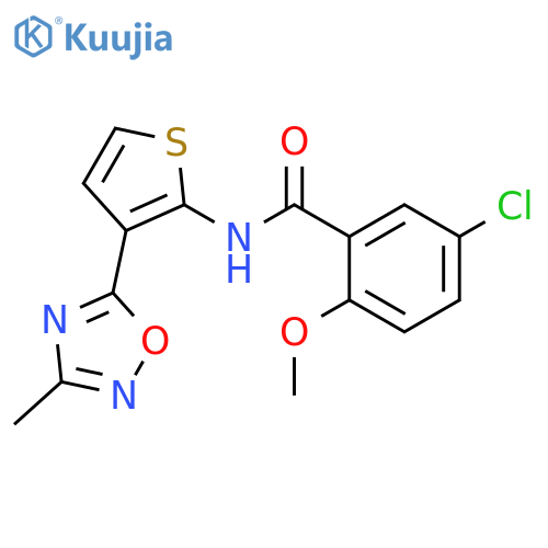 5-chloro-2-methoxy-N-[3-(3-methyl-1,2,4-oxadiazol-5-yl)thiophen-2-yl]benzamide structure