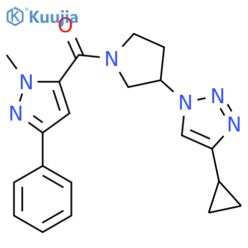 4-cyclopropyl-1-1-(1-methyl-3-phenyl-1H-pyrazole-5-carbonyl)pyrrolidin-3-yl-1H-1,2,3-triazole structure