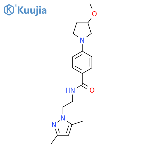N-[2-(3,5-dimethyl-1H-pyrazol-1-yl)ethyl]-4-(3-methoxypyrrolidin-1-yl)benzamide structure