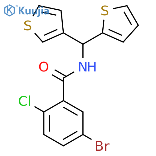5-bromo-2-chloro-N-(thiophen-2-yl)(thiophen-3-yl)methylbenzamide structure