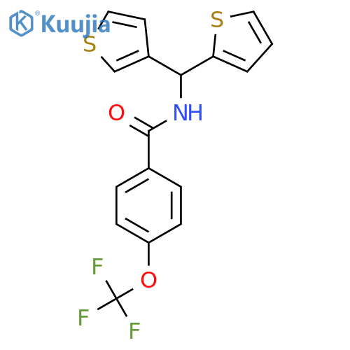 N-(thiophen-2-yl)(thiophen-3-yl)methyl-4-(trifluoromethoxy)benzamide structure