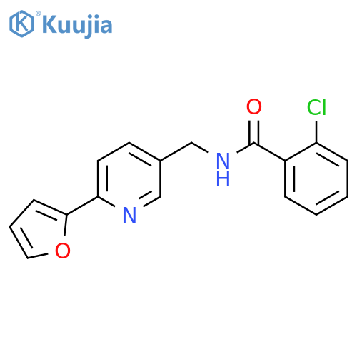 2-chloro-N-{[6-(furan-2-yl)pyridin-3-yl]methyl}benzamide structure
