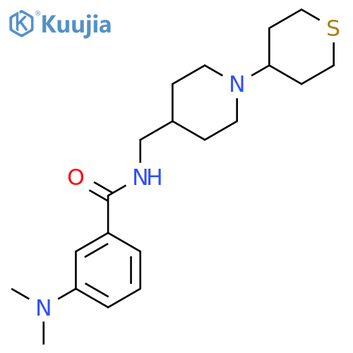 3-(dimethylamino)-N-((1-(tetrahydro-2H-thiopyran-4-yl)piperidin-4-yl)methyl)benzamide structure