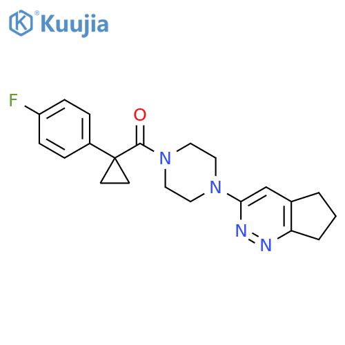 1-{5H,6H,7H-cyclopentacpyridazin-3-yl}-4-1-(4-fluorophenyl)cyclopropanecarbonylpiperazine structure