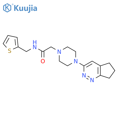 2-(4-{5H,6H,7H-cyclopentacpyridazin-3-yl}piperazin-1-yl)-N-(thiophen-2-yl)methylacetamide structure