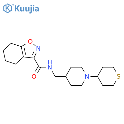 N-[[1-(thian-4-yl)piperidin-4-yl]methyl]-4,5,6,7-tetrahydro-1,2-benzoxazole-3-carboxamide structure