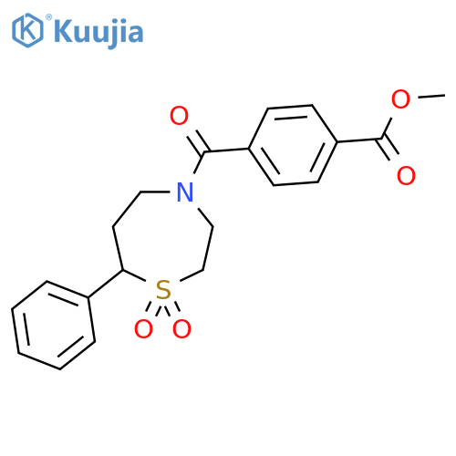 methyl 4-(1,1-dioxo-7-phenyl-1lambda6,4-thiazepane-4-carbonyl)benzoate structure