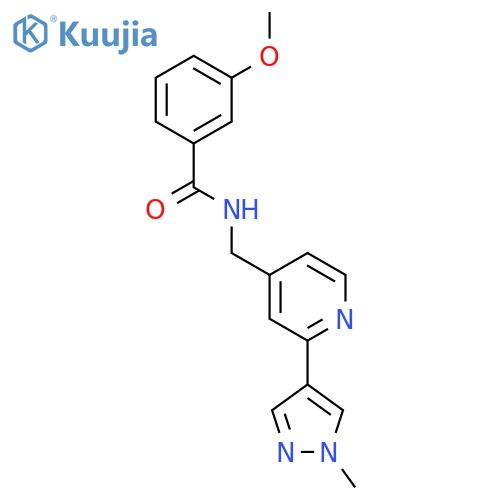 3-methoxy-N-{[2-(1-methyl-1H-pyrazol-4-yl)pyridin-4-yl]methyl}benzamide structure
