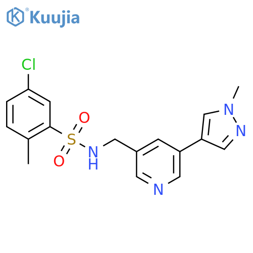 5-chloro-2-methyl-N-{5-(1-methyl-1H-pyrazol-4-yl)pyridin-3-ylmethyl}benzene-1-sulfonamide structure