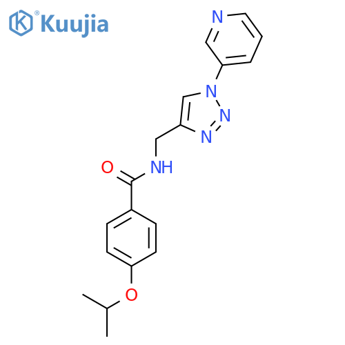 4-(propan-2-yloxy)-N-{[1-(pyridin-3-yl)-1H-1,2,3-triazol-4-yl]methyl}benzamide structure