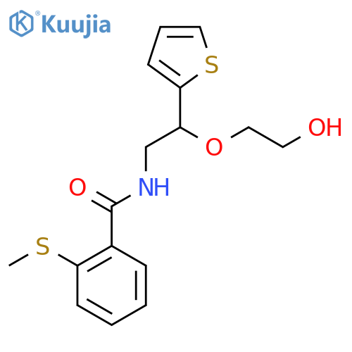 N-2-(2-hydroxyethoxy)-2-(thiophen-2-yl)ethyl-2-(methylsulfanyl)benzamide structure